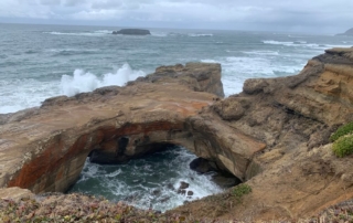 Devil's Punchbowl, a Newport attraction, during a winter storm.