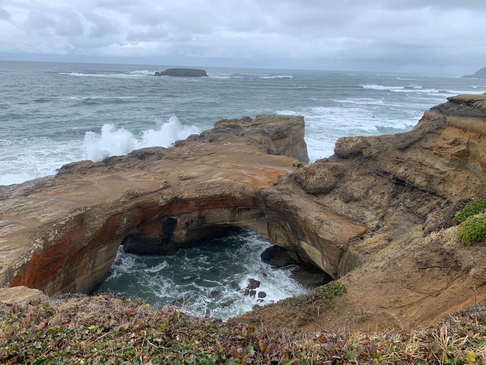 Devil's Punchbowl, a Newport attraction, during a winter storm.