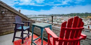 A balcony at a Newport resort where you can look for Oregon wildlife.